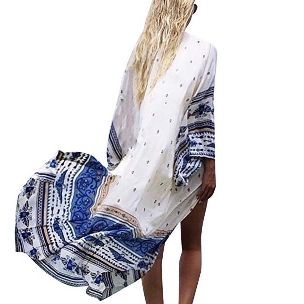 Women’s Loose Kimono Maxi Cardigan Beach Dress